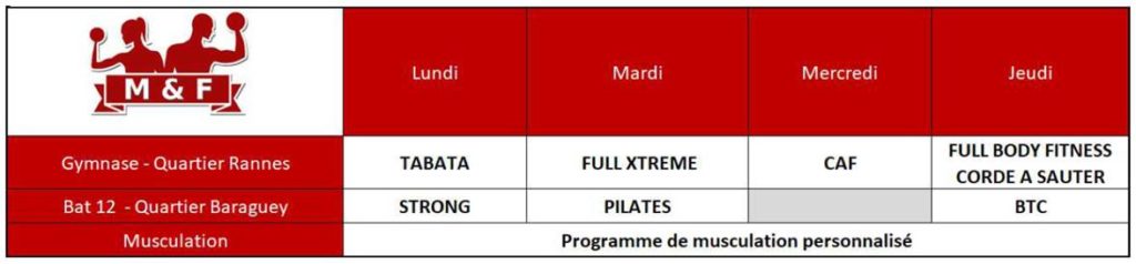 Programme MuscuFitness 2020-2021